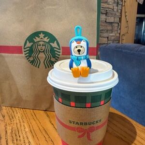 Starbucks Blue and Orange Penguin Cup Accessory